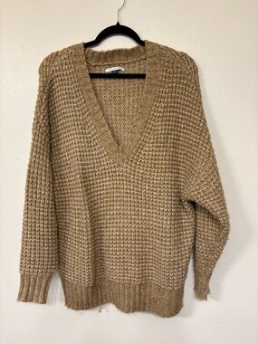 American Eagle Outfitters V-Neck Sweater - Camel Brown